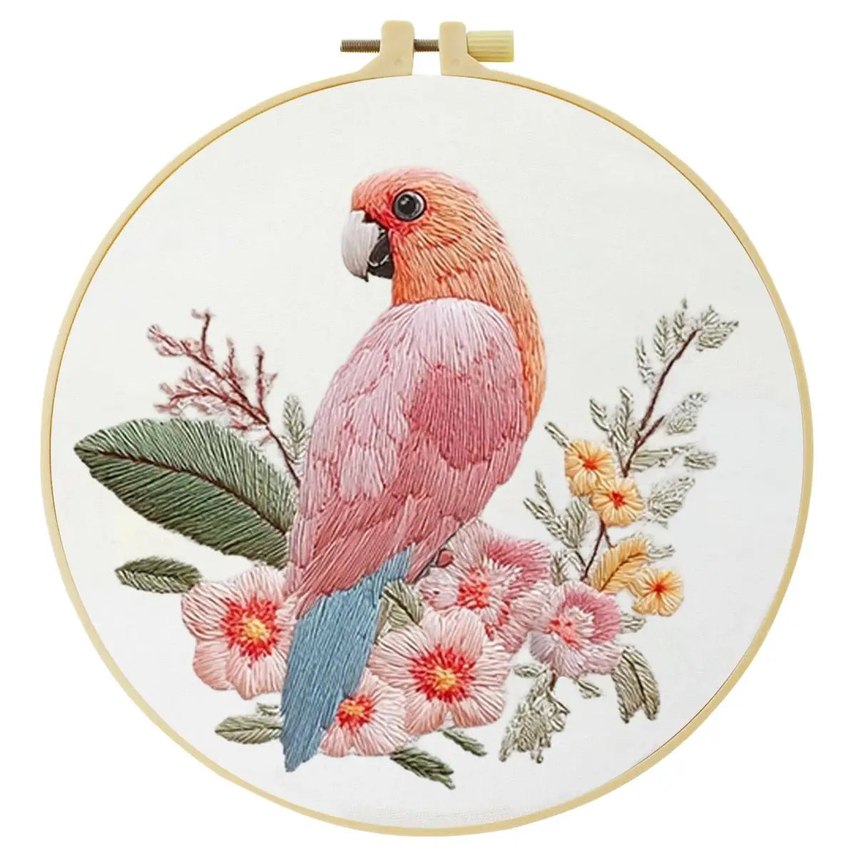 Pink Parrot Embroidery Kit