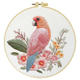Pink Parrot Embroidery Kit