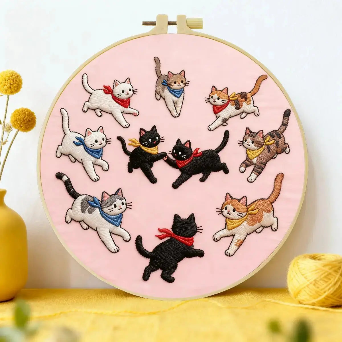 Playful Cats Embroidery Kit Kits For Stitchers
