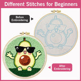 Cute Avocado Punch Needle Wall Art – Handmade Embroidery Hoop Decor for Nursery & Cozy Rooms
