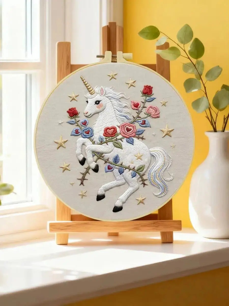 Celestial Rose Unicorn Embroidery Kit Kits For Stitchers