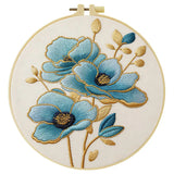 Blue Floral Embroidery Kit – DIY Elegant Flower Hoop Art for Beginners & Craft Lovers
