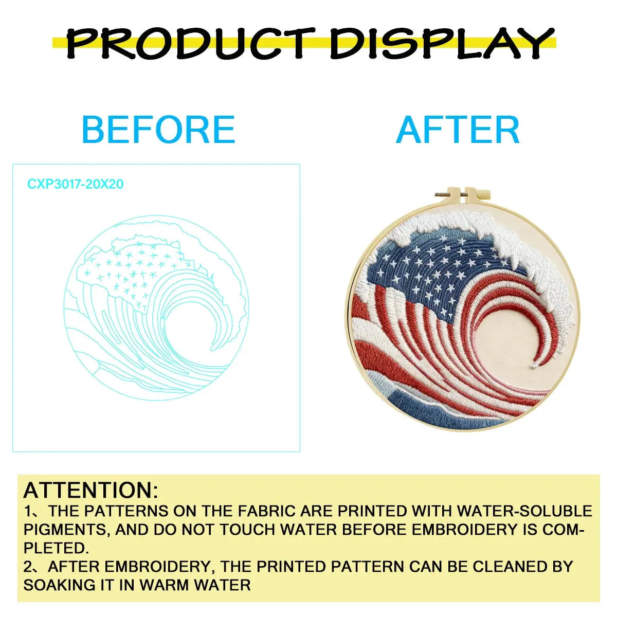 American Flag Wave Embroidery Kit Kits For Stitchers