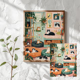 Cozy Cat Lounge Cross Stitch Kit 🐱🌿🏡
