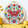 Colorful Folk Moth & Floral Embroidery Kit Kits For Stitchers
