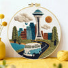 Seattle Skyline Embroidery Kit – Space Needle Cityscape DIY Hand Stitch Art with Hoop & Threads 🌲🧵🚐 The Stichers Heavane