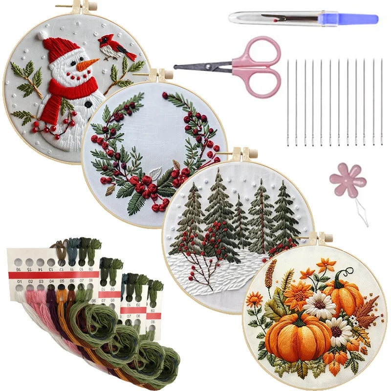 Autumn Pumpkin Bouquet Embroidery Kit