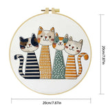 Cute Cat Family Punch Needle Wall Art – Handmade Embroidery Hoop Decor for Nursery & Cozy Rooms