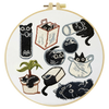 Black Cat Embroidery DIY Kit – Cute Cartoon Beginner Stitching Kit with Hoop, Pattern & Threads