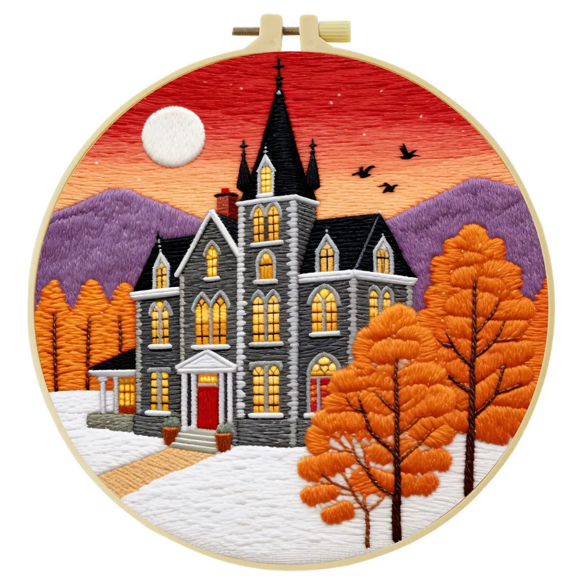 Haunted Autumn Mansion Embroidery Kit