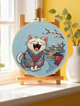 Smiling Kimono Cat Embroidery Kit Kits For Stitchers