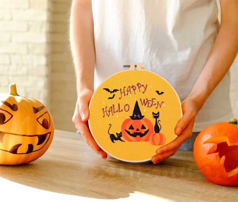 Cute Halloween Embroidery Kit Collection – 6 Designs