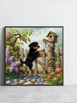 Curious Puppy and Robin Cross Stitch Kit 🐶🐦🌸🏡✨