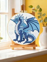 Ice Dragon Embroidery Kit for Beginners – DIY Fantasy Hand Embroidery Hoop Set