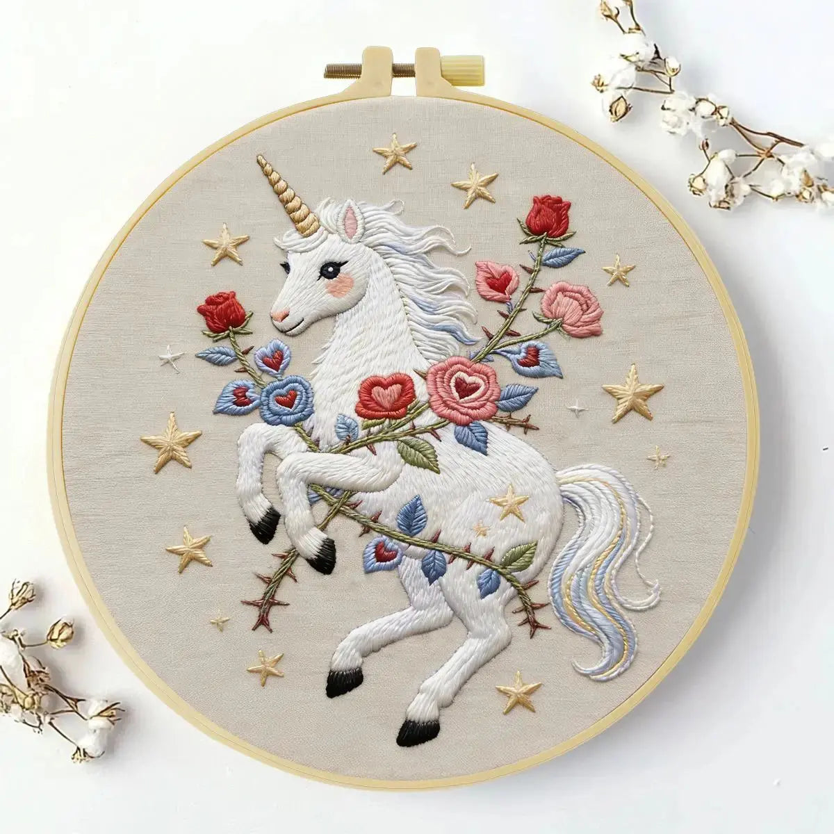 Celestial Rose Unicorn Embroidery Kit Kits For Stitchers