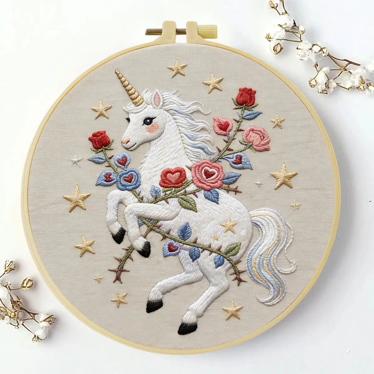 Celestial Rose Unicorn Embroidery Kit Kits For Stitchers
