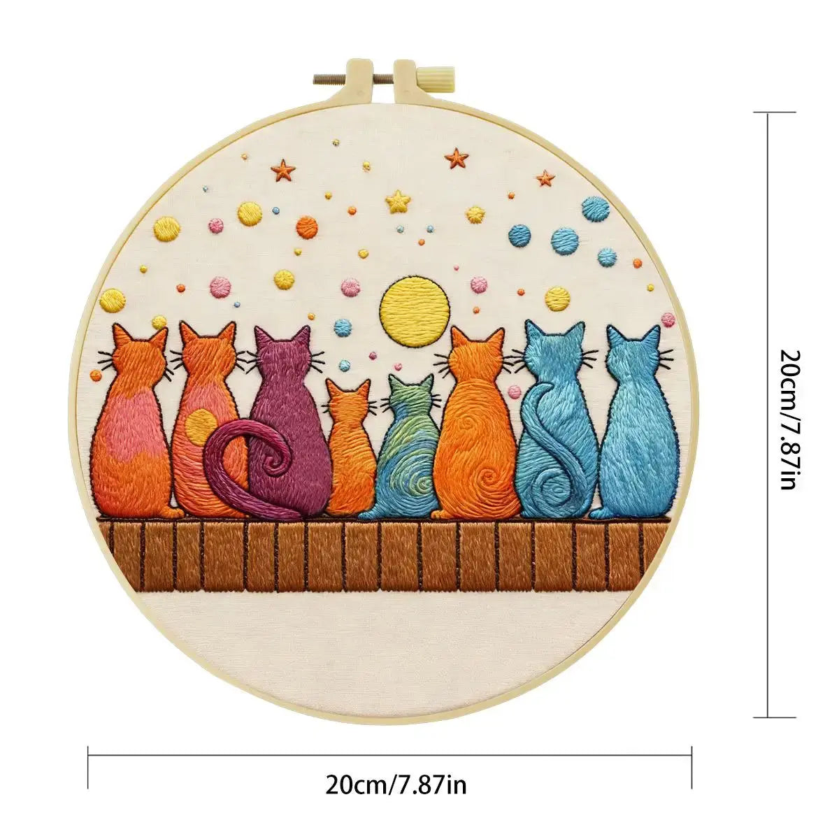 Moonlit Cat Gathering Embroidery Kit 🐈🌙✨ Kits For Stitchers
