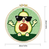 Cute Avocado Punch Needle Wall Art – Handmade Embroidery Hoop Decor for Nursery & Cozy Rooms