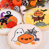 Cute Halloween Pumpkins & Ghosts Embroidery Kit – Set of 3