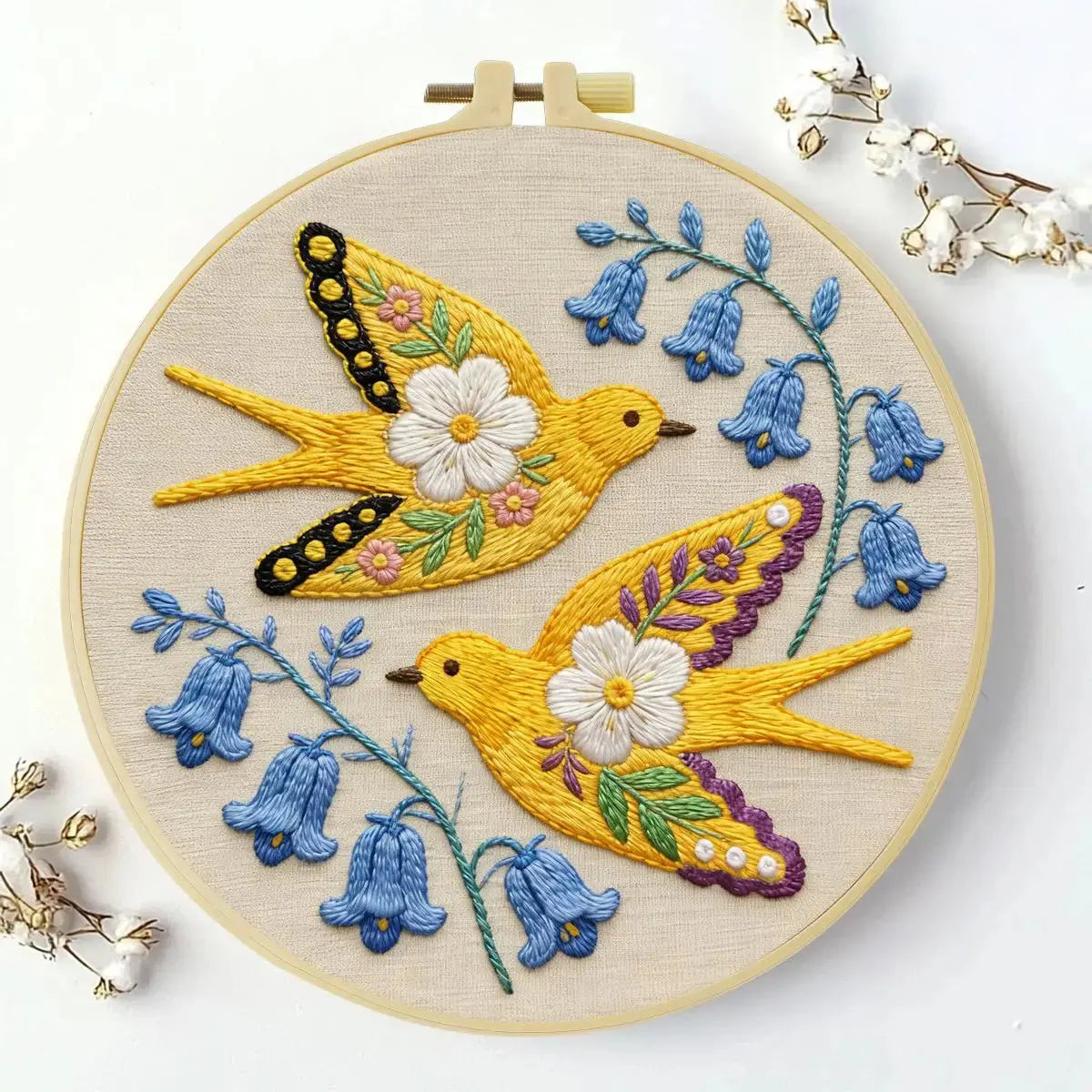 Floral Swallows Embroidery Kit ๐๏ธ๐ธ Kits For Stitchers