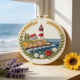 Lighthouse Seaside Hand Embroidery Kit The Stichers Heavane