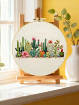 Cactus Garden Embroidery Kit – DIY Succulent Desert Hoop Art for Beginners & Plant Lovers