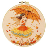 Autumn Fairy Embroidery Kit – Whimsical Fall DIY Hand Embroidery Hoop Art Set