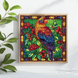 Stained Glass Parrot Cross Stitch Kit 🦜🌺🌈✨