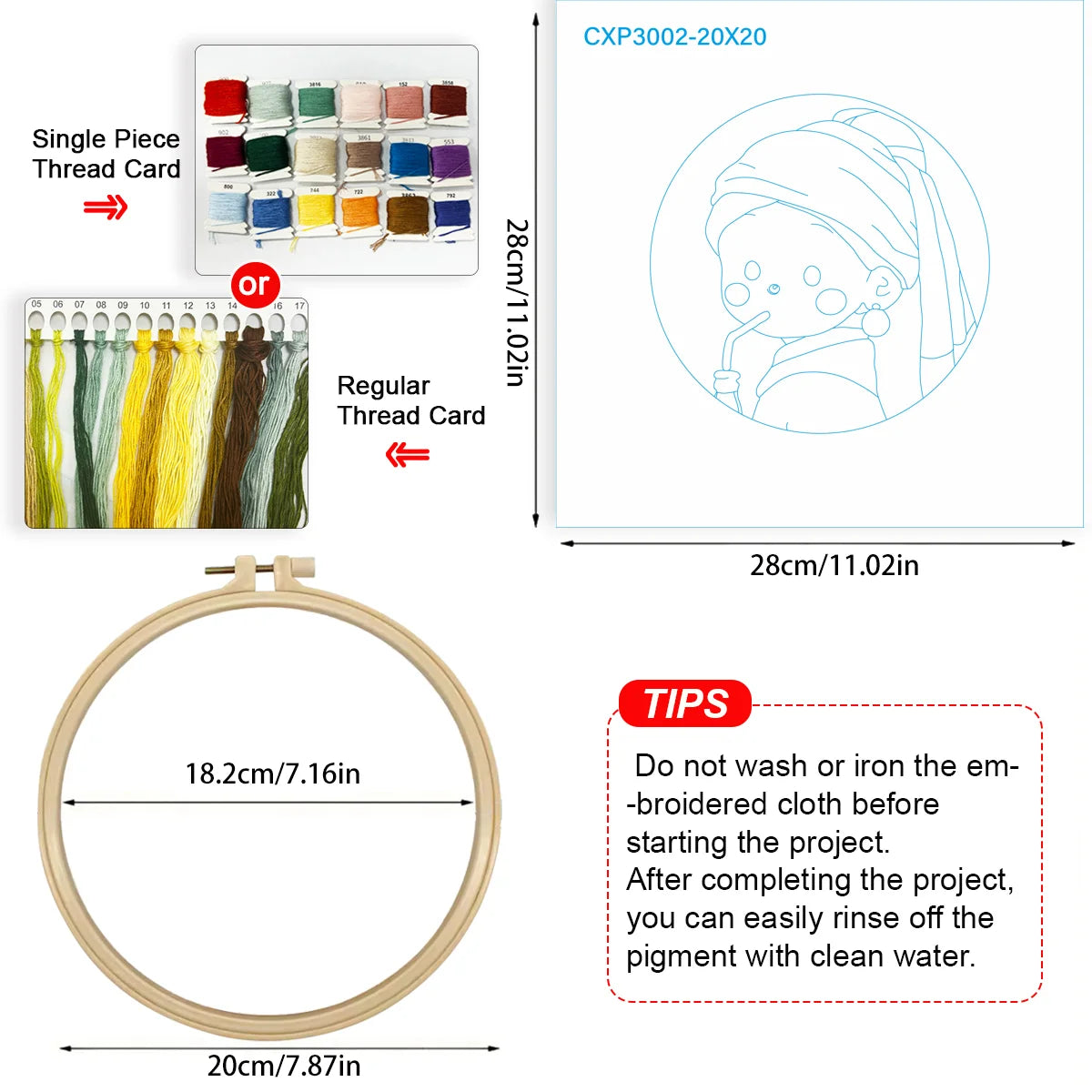 Cute Girl Drinking Coffee Embroidery Starter Kit DIY – Beginner Cartoon Hand Embroidery Kit