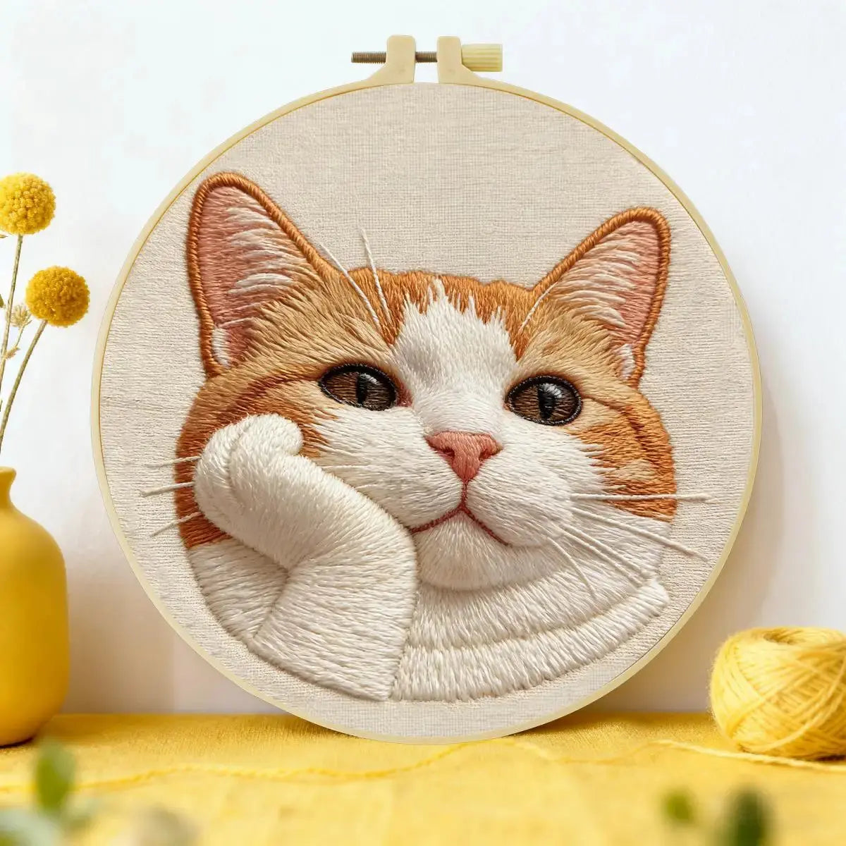 Dreamy Ginger Cat Embroidery Kit Kits For Stitchers