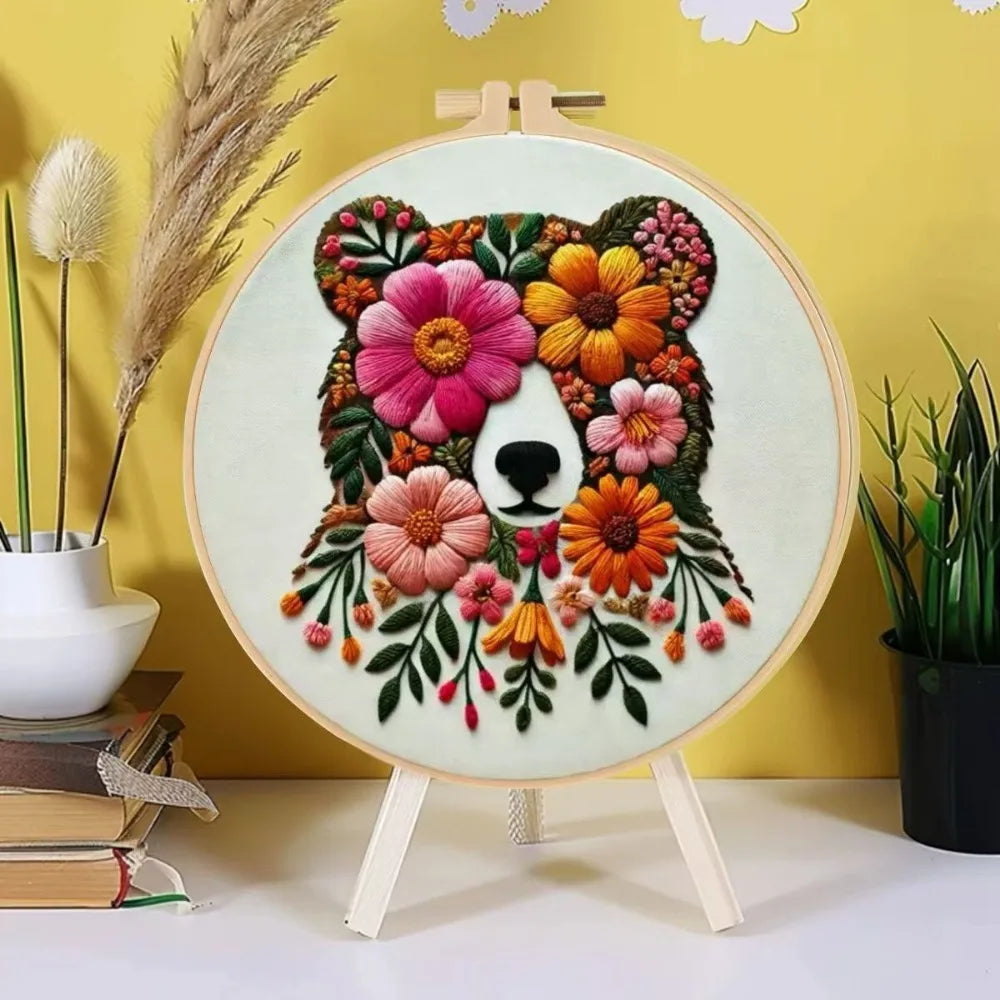 Floral Bear Hand Embroidery Kit