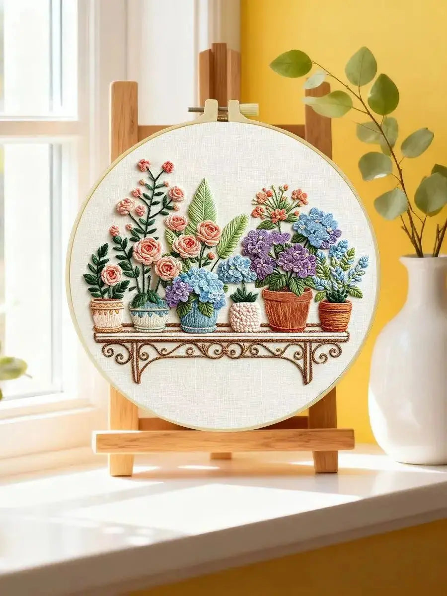 Flower Shelf Embroidery Kit Kits For Stitchers