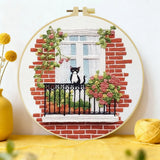 Windowsill Kitten Embroidery Kit
