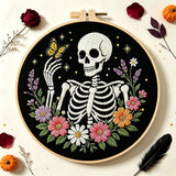 Floral Skeleton Embroidery Kit – Set of 3