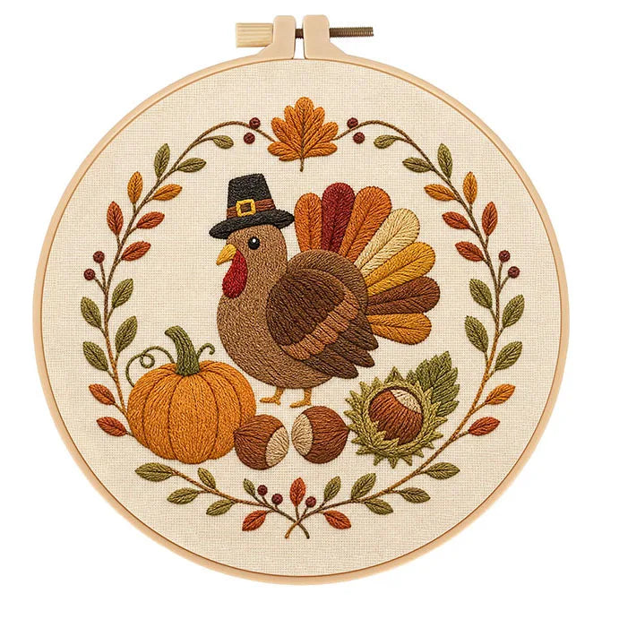 Happy Thanksgiving Embroidery Kit Collection – 4 Designs