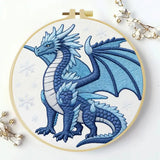 Ice Dragon Embroidery Kit for Beginners – DIY Fantasy Hand Embroidery Hoop Set Kits For Stitchers