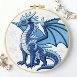 Ice Dragon Embroidery Kit for Beginners – DIY Fantasy Hand Embroidery Hoop Set
