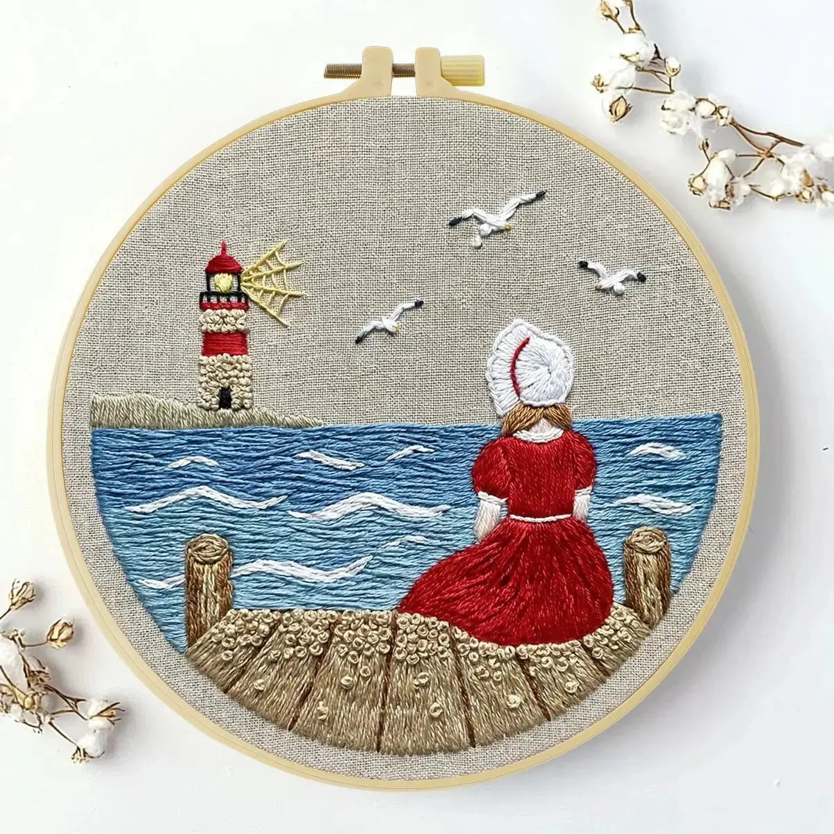 Seaside Lighthouse Daydream Embroidery Kit 🌊⚓❤️ Kits For Stitchers