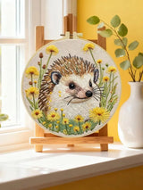 Cute Hedgehog Embroidery Kit – Woodland Animal DIY Hand Embroidery Hoop Art Set