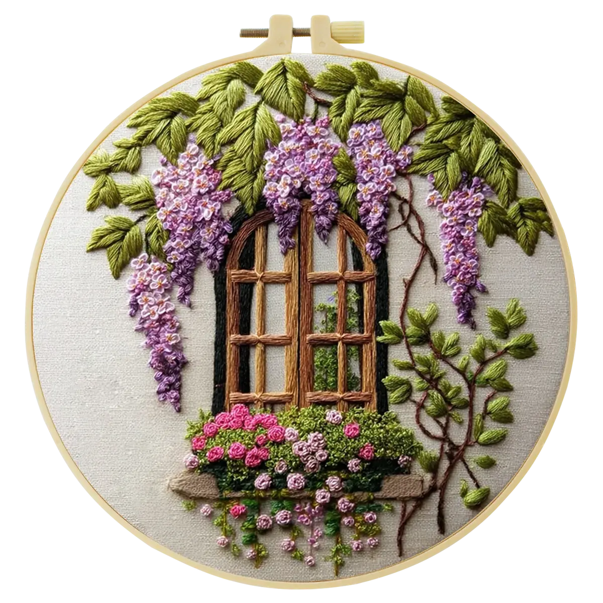 Windows & Flowers Hand Embroidery Kit The Stichers Heavane