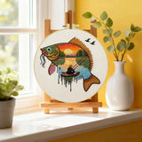 Sunset Fisherman Fish Embroidery Kit Kits For Stitchers