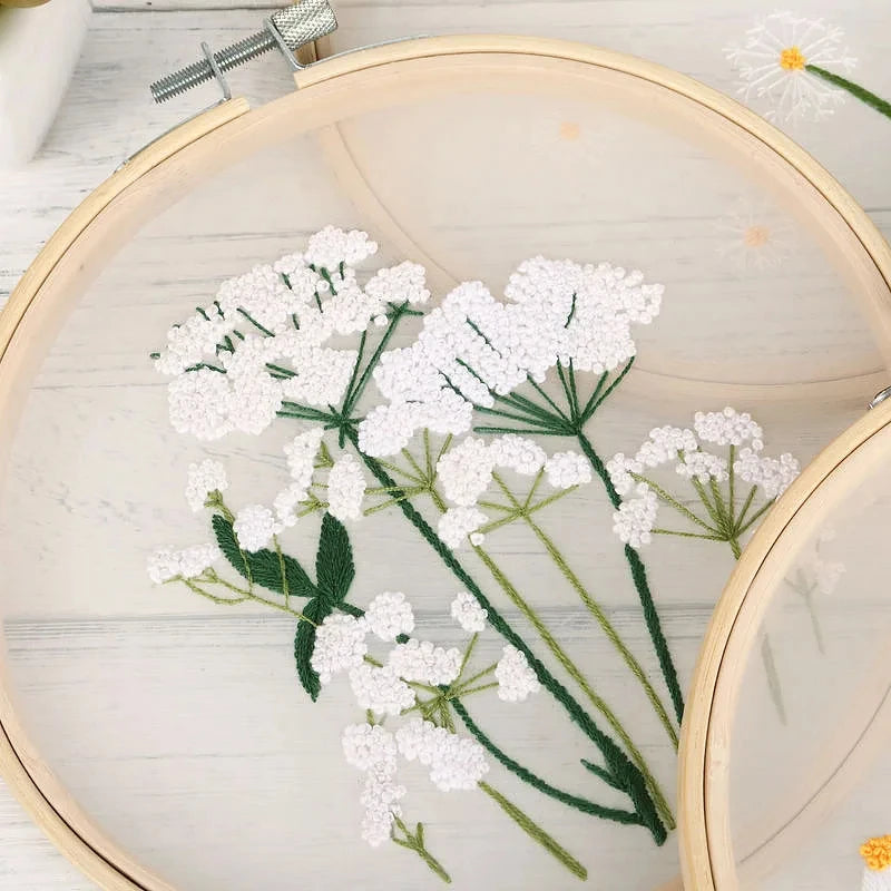 Transparent Double-Sided Flower Embroidery Starter Kit