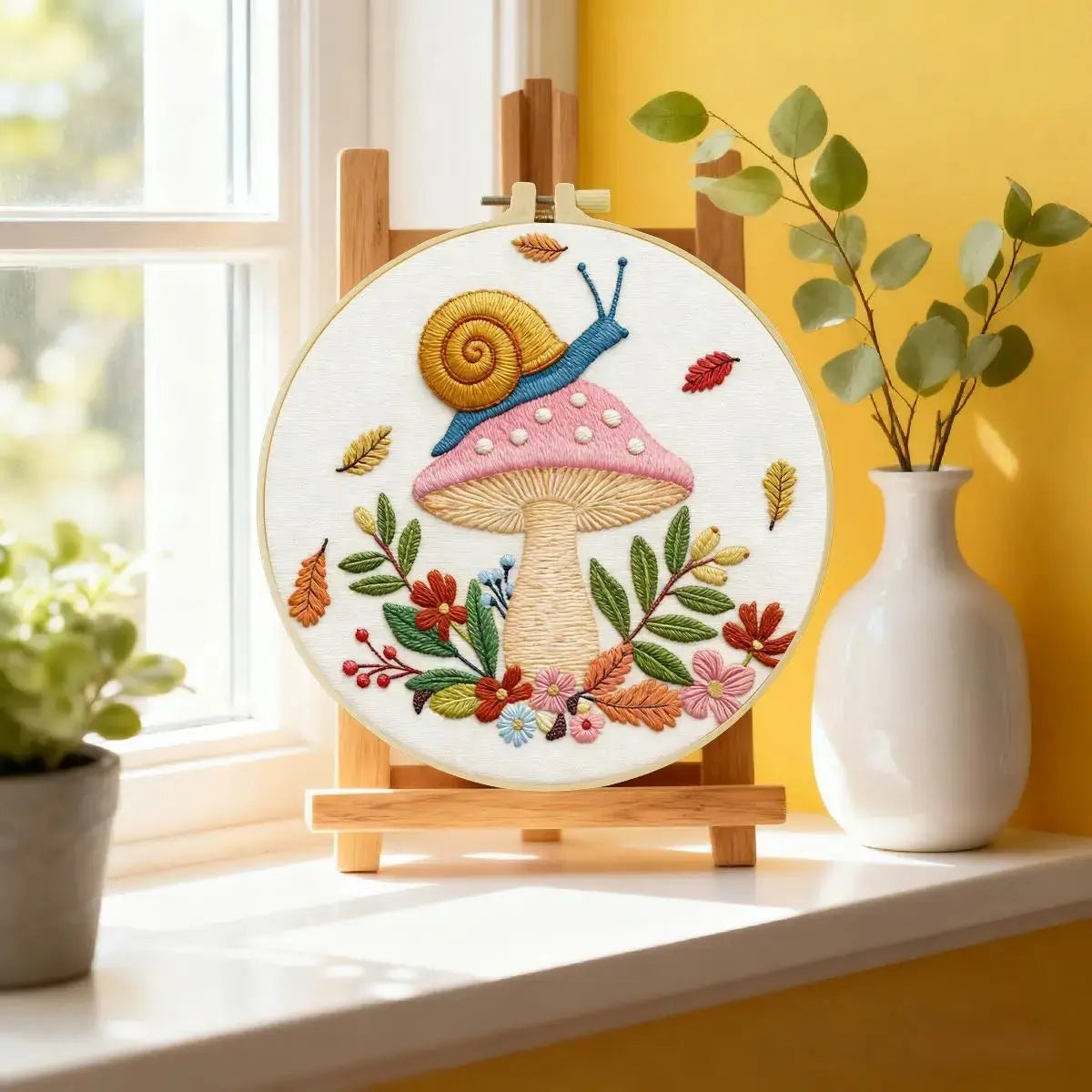 Whimsical Snail & Mushroom Embroidery Kit 🍄🐌 Kits For Stitchers