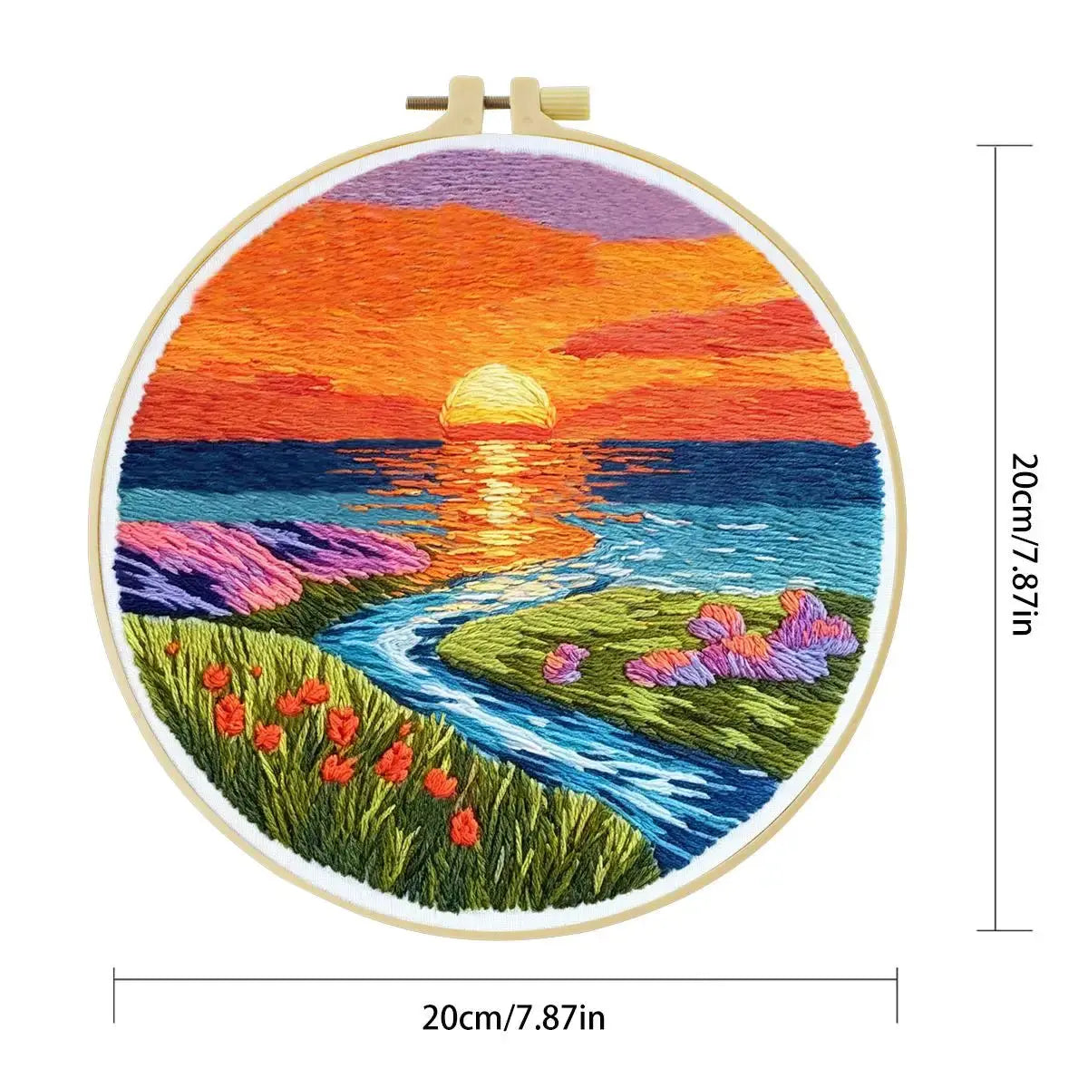 Vibrant Sunset Meadow Embroidery Kit Kits For Stitchers