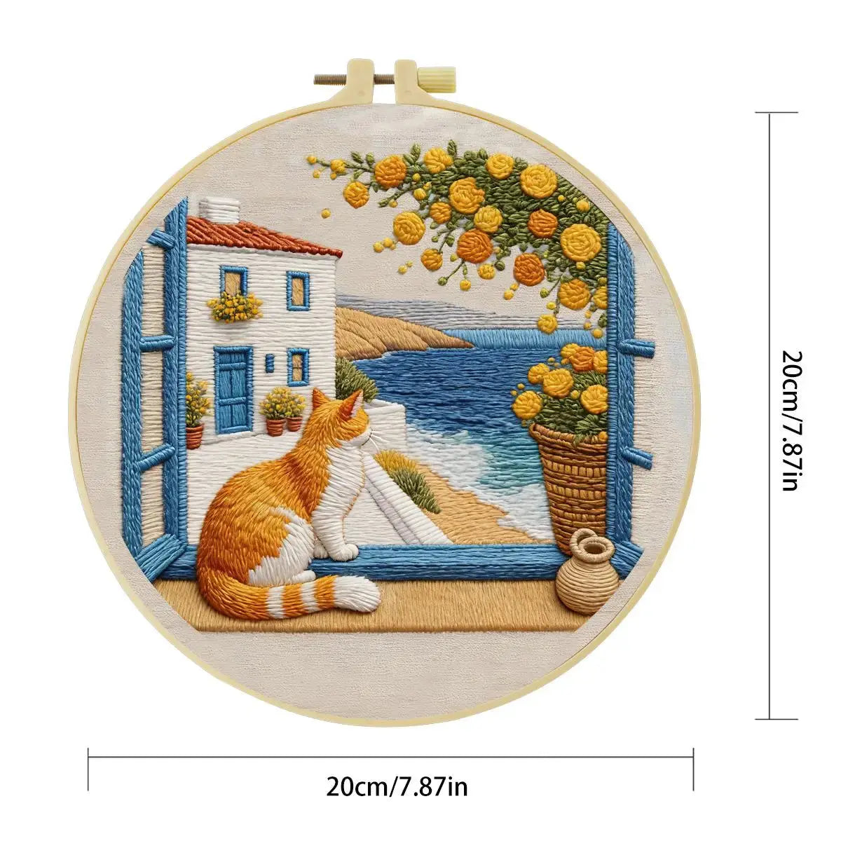 Seaside Window Cat Embroidery Kit Kits For Stitchers