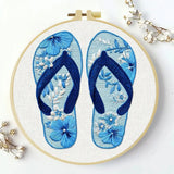Coastal Blue Flip-Flops Embroidery Kit 🌊🩴 Kits For Stitchers