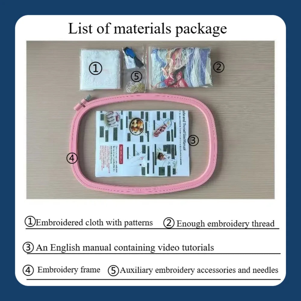 Cute Sewing & Embroidery Tools Pattern – DIY Craft Lover Hand Embroidery Kit with Floral Needlework Accessories Design