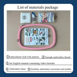 Cute Sewing & Embroidery Tools Pattern – DIY Craft Lover Hand Embroidery Kit with Floral Needlework Accessories Design Kits For Stitchers