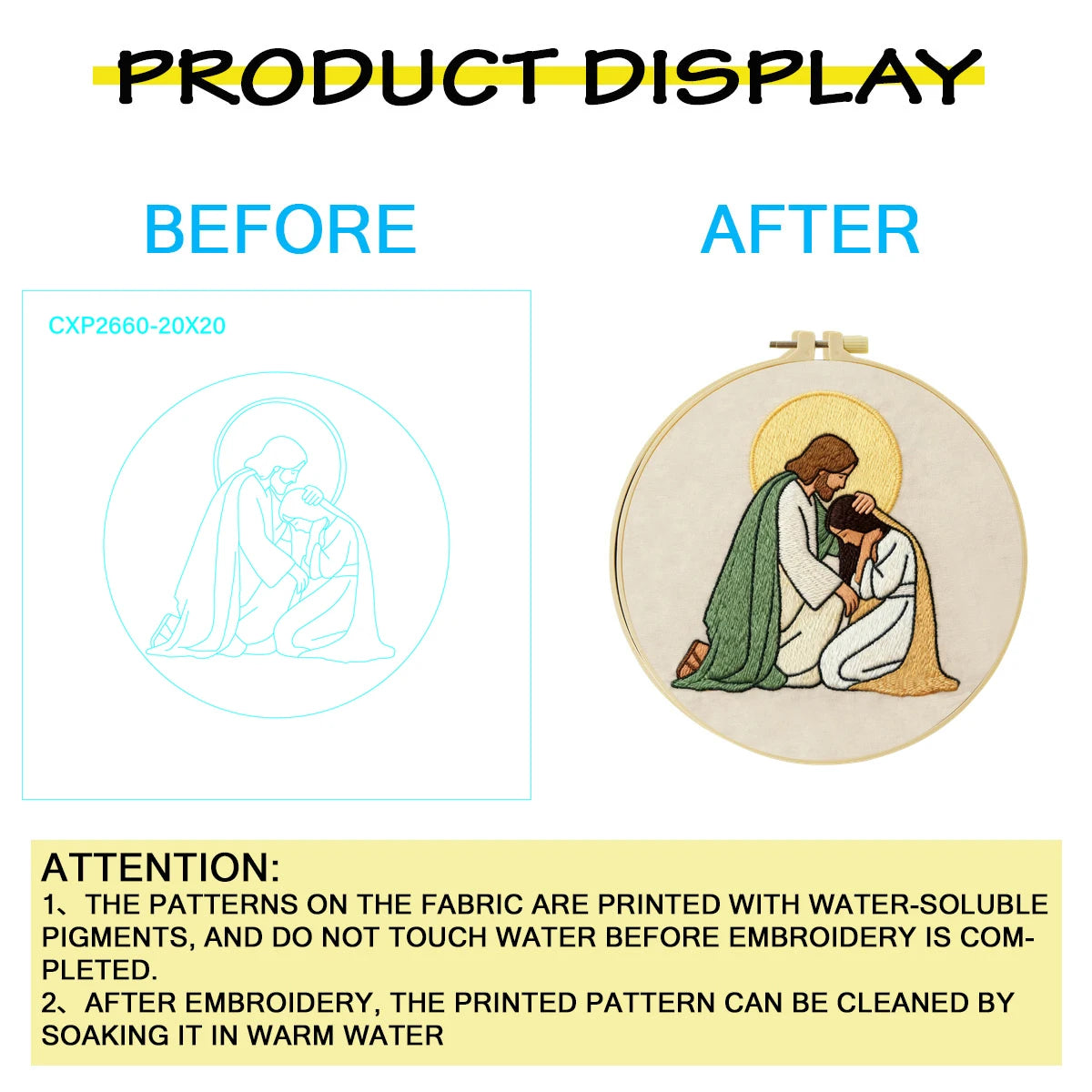 Jesus Comforting Woman Embroidery Kit – Christian Faith DIY Hand Embroidery Hoop Art Set