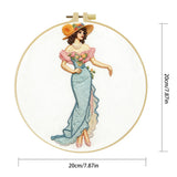 Vintage Lady in Elegant Dress Embroidery Kit – Victorian Style Woman with Floral Gown & Hat DIY Hand Stitch Art Set with Hoop & Threads